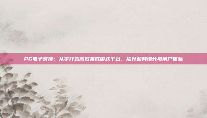 PG电子对接:从零开始高效集成游戏平台,提升业务增长与用户体验