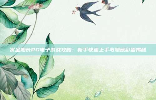 赏金船长PG电子游戏攻略:新手快速上手与隐藏彩蛋揭秘