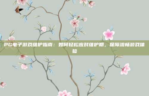 PG电子游戏维护指南：如何轻松应对维护期，保障流畅游戏体验