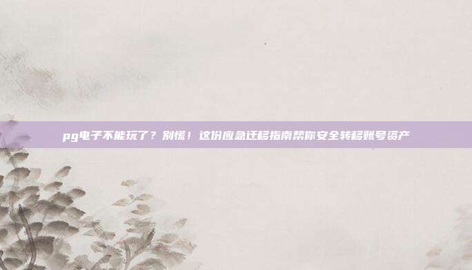 pg电子不能玩了？别慌！这份应急迁移指南帮你安全转移账号资产