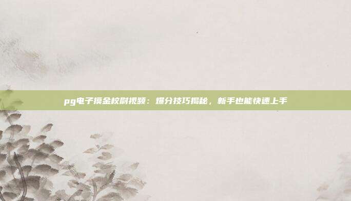 pg电子摸金校尉视频:爆分技巧揭秘,新手也能快速上手
