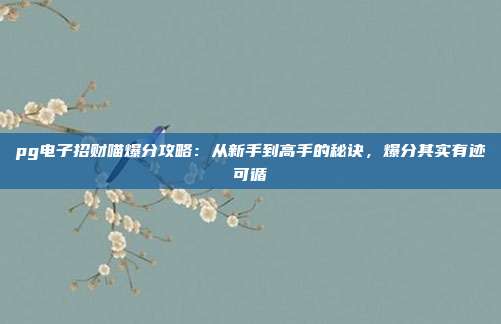 pg电子招财喵爆分攻略:从新手到高手的秘诀,爆分其实有迹可循