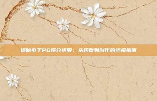 揭秘电子PG爆分视频:从观看到创作的终极指南