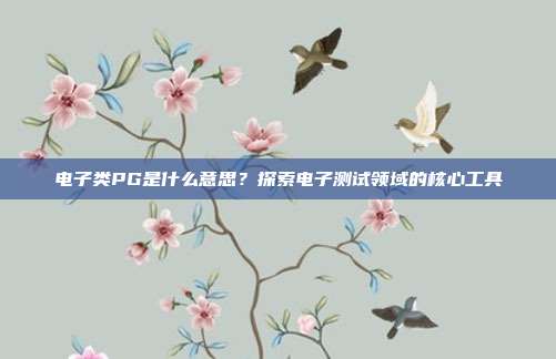 电子类PG是什么意思?探索电子测试领域的核心工具