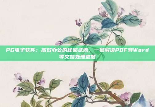 PG电子软件:高效办公的秘密武器,一键解决PDF转Word等文档处理难题